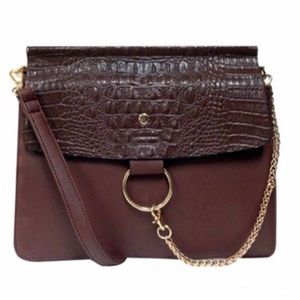 Chocolate Vegan Leather Crossbody/Clutch